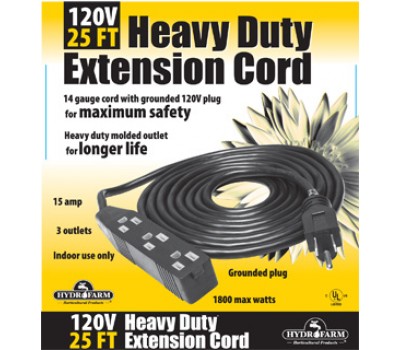 Hydrofarm Extension Cord, 120v, 25ft