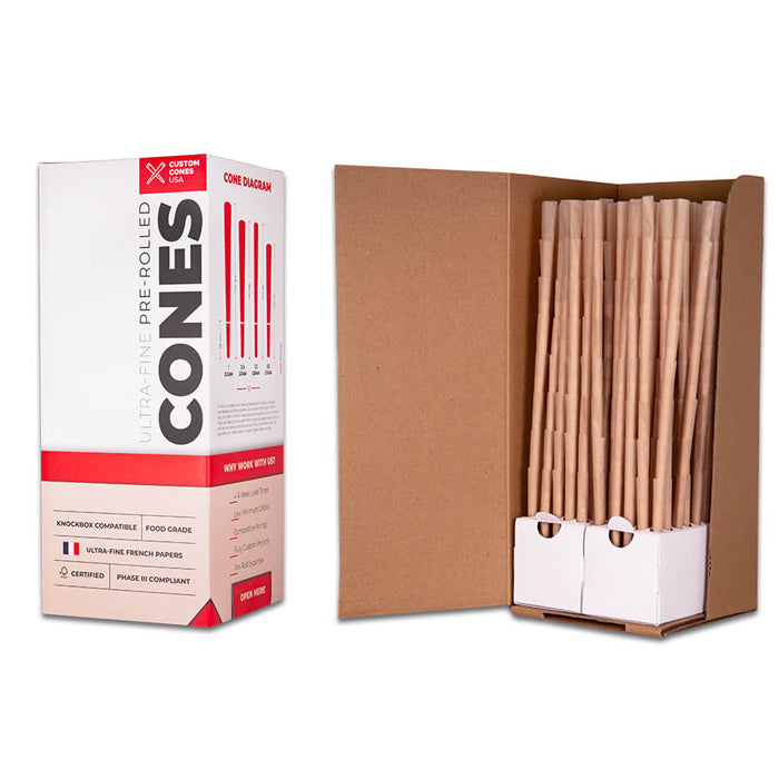 Custom Cones USA 109mm Pre-Rolled Cones, Brown Flax - Case of 800