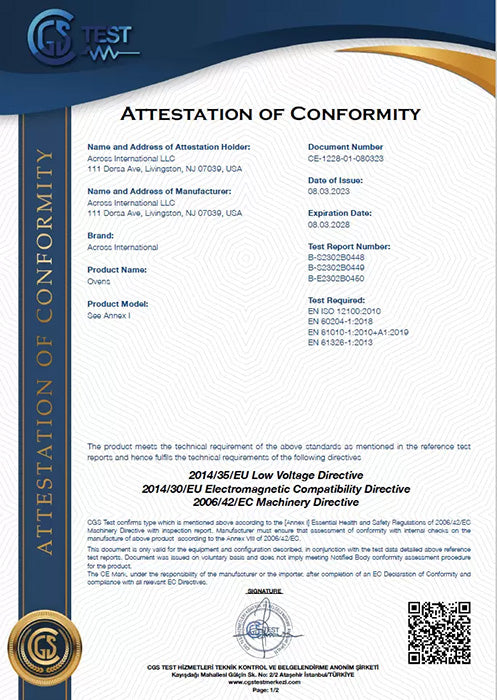 Across International ECO 150°C 5 CF Vacuum Oven with LED Light, 110 Volt