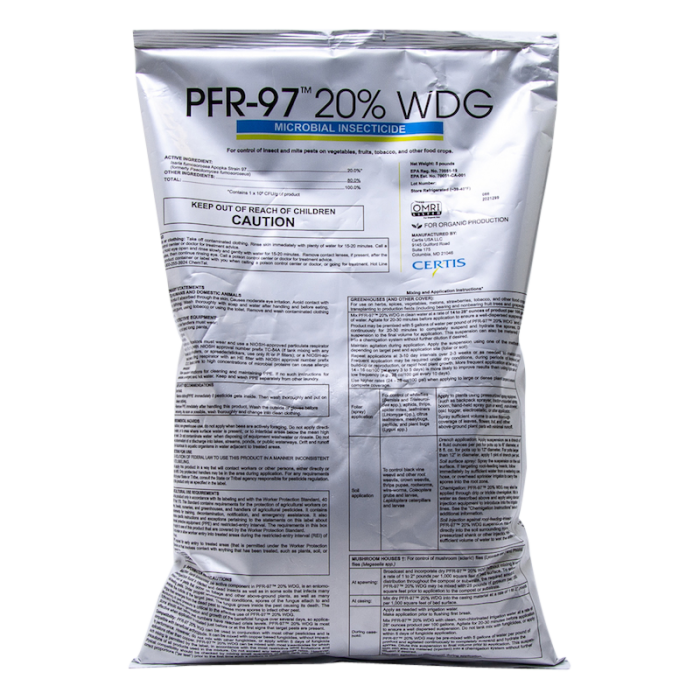 Certis Biologicals PFR-97 20% WDG Organic Microbial Insecticide, 5 Pounds