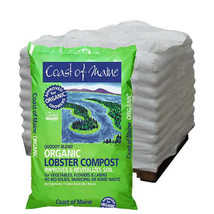 Coast of Maine Quoddy Blend Lobster Compost, 1 Cubic Foot - Pallet of 80 Bags