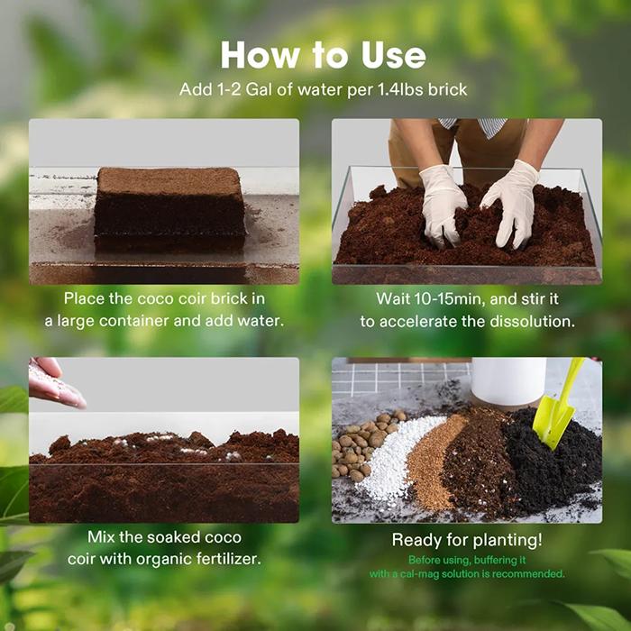Vivosun Compressed Coco Coir Brick, Pack of 3