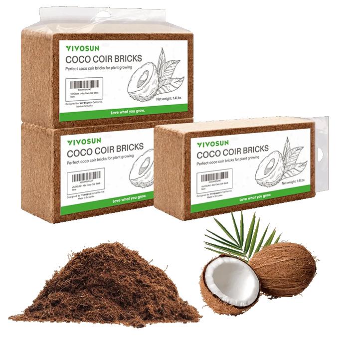 Vivosun Compressed Coco Coir Brick, Pack of 3