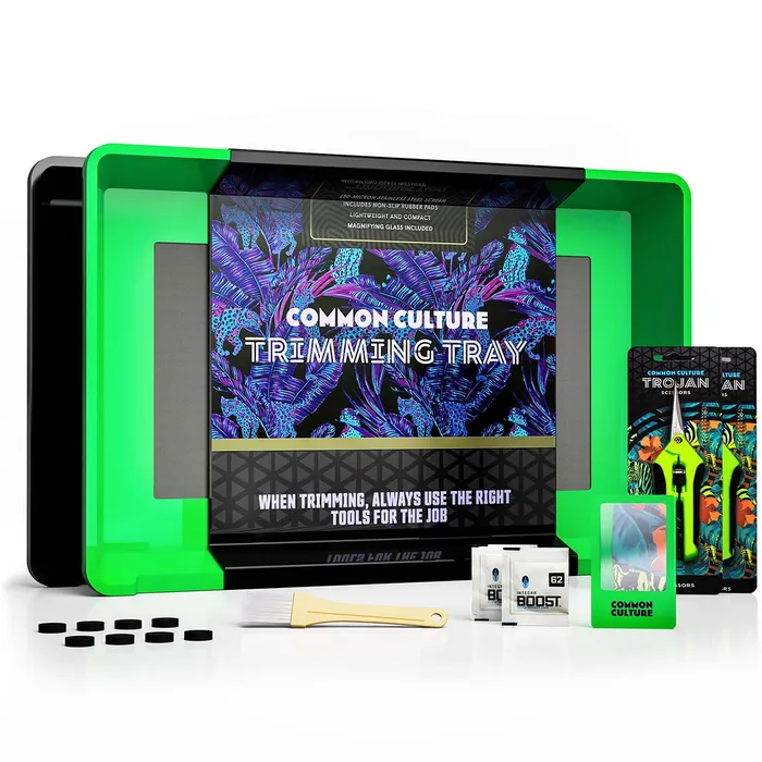 Common Culture Harvest Trim Tray w/ Micron Screen w/ Trojan Scissors Kit.