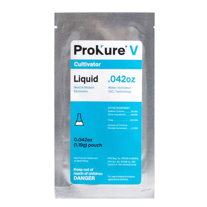Prokure V - 0.042 oz. Chlorine Dioxide Liquid Mold and Mildew Eliminator, 32 oz @ 100 ppm - Case of 12 Packets