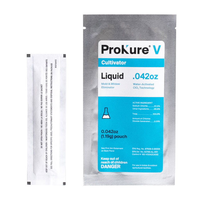 Prokure V - 0.042 oz. Chlorine Dioxide Liquid Mold and Mildew Eliminator, 32 oz @ 100 ppm - Case of 12 Packets