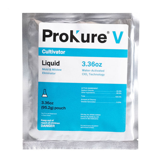 Prokure V - 3.36 oz. Chlorine Dioxide Liquid Mold and Mildew Eliminator, 20 Gallon @ 100 ppm - Case of 12 Packets