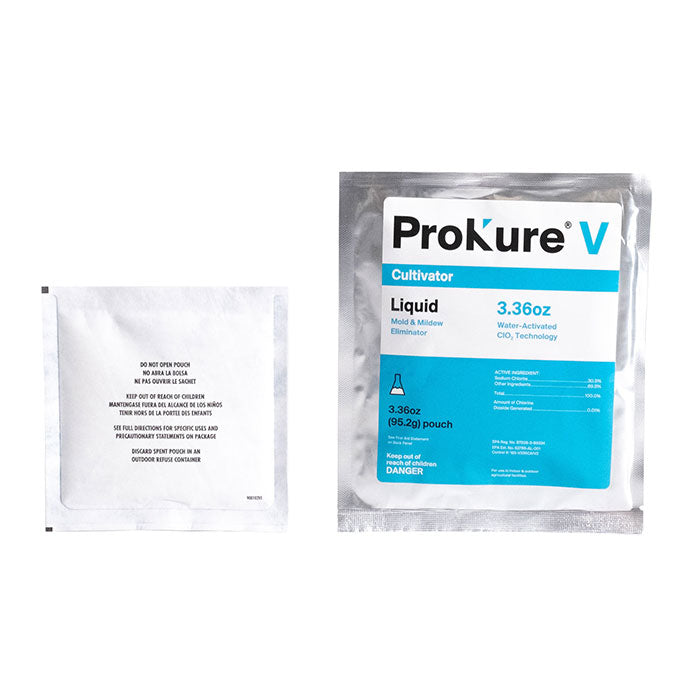 Prokure V - 3.36 oz. Chlorine Dioxide Liquid Mold and Mildew Eliminator, 20 Gallon @ 100 ppm - Case of 12 Packets