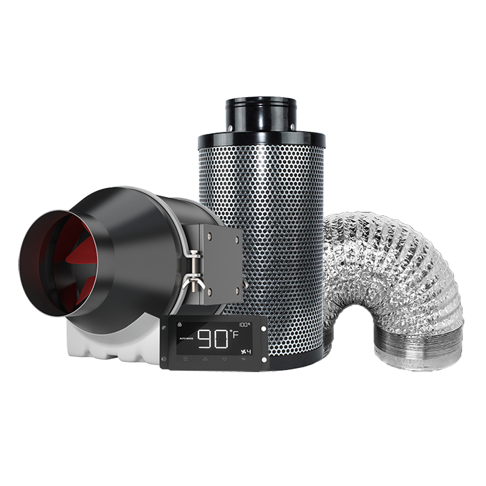 grow tent carbon filter kit Covert 4" x 12" Smart Ventilation & Odor Control Kit