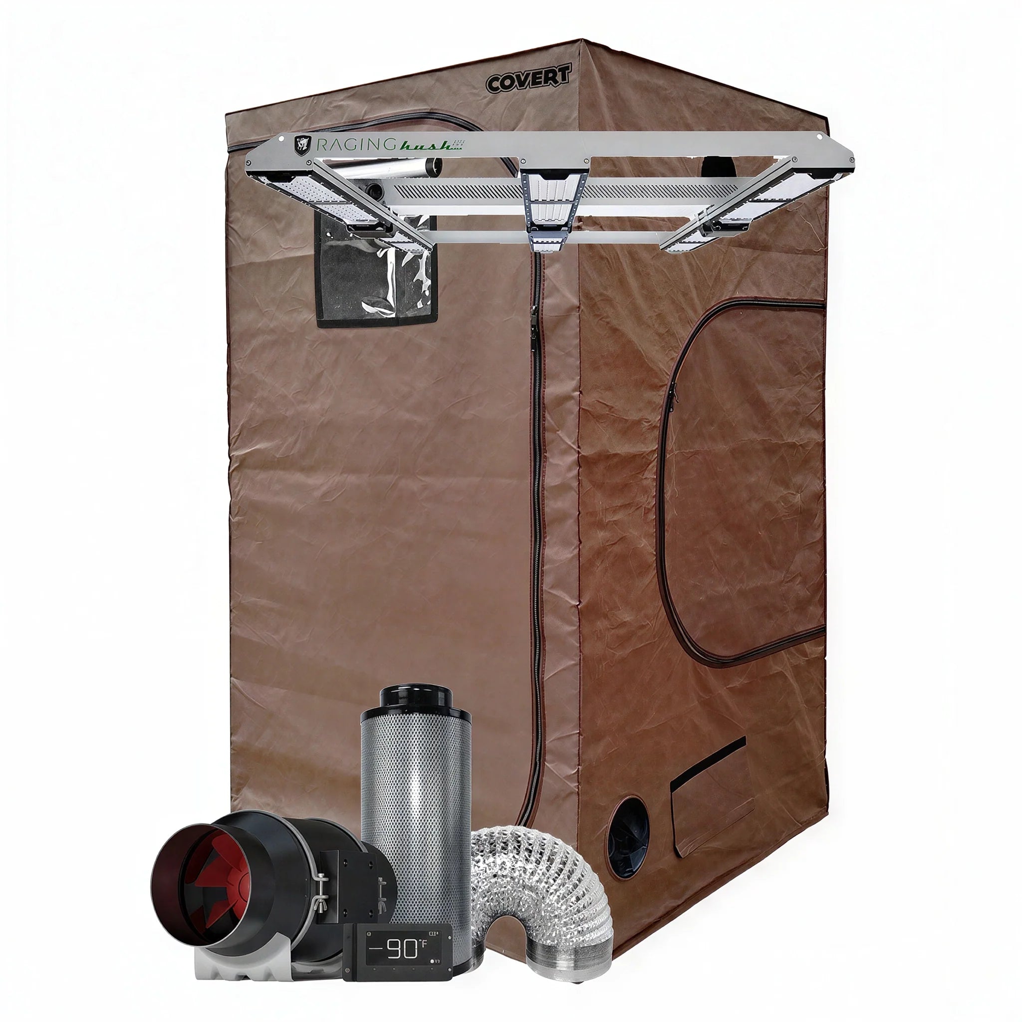 Covert 4' x 4' Scynce LED Raging Kush 2.0 650 Watt Grow Tent Kit With Automated Ventilation Package