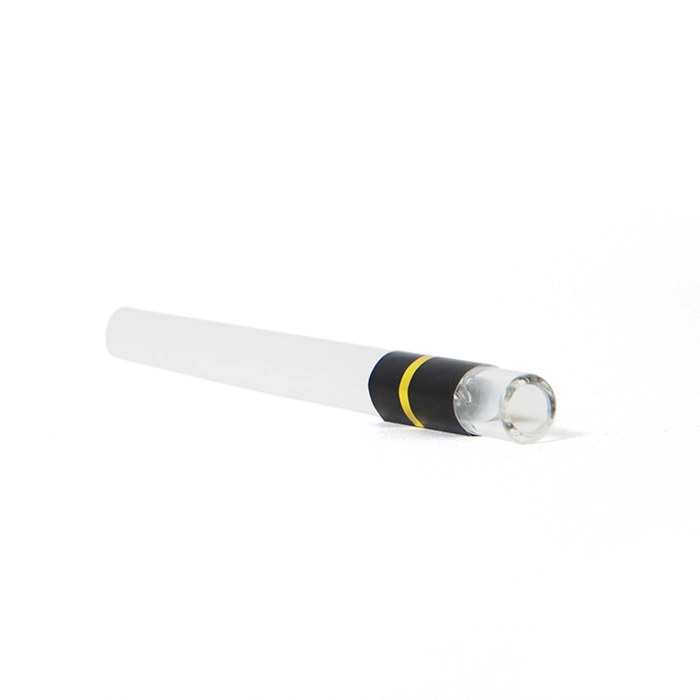 Custom Cones USA 109mm Refined White Paper Pre-Roll Tube With 11mm Wide Glass Tip, Black Band with Gold Stripe - Pack of 100