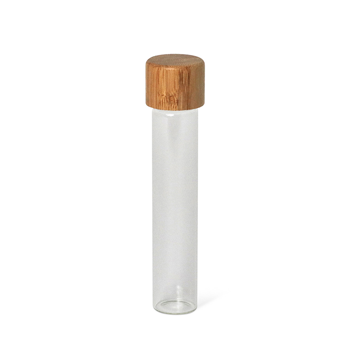 Custom Cones USA Clear Glass Pre-Roll Tube With Child-Resistant Bamboo Lid, 115mm - Pack of 400