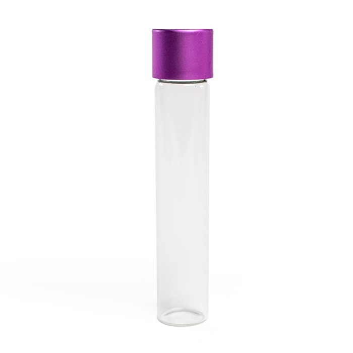 Custom Cones USA Glass Pre-Roll Tubes with Child-Resistant Purple Alumite Cap, 115mm - Pack of 400