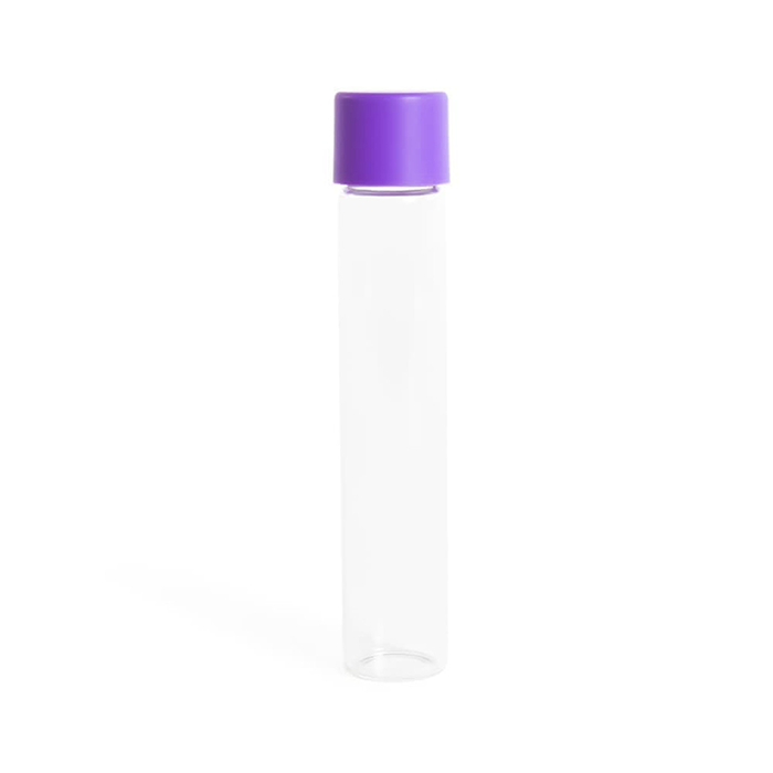 Custom Cones USA Glass Pre-Roll Tubes with Child-Resistant Purple Smooth Cap, 115mm - Pack of 400