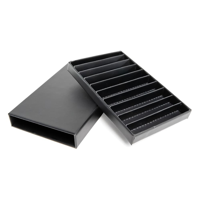 Custom Cones USA Child-Resistant Push Packs, Unbranded Black, Dividers for 10 70mm Pre-Rolls - Pack of 200