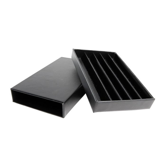 Custom Cones USA Child-Resistant Push Packs, Unbranded Black, Dividers for 5 109mm Pre-Rolls - Pack of 200