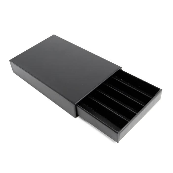 Custom Cones USA Child-Resistant Push Packs, Unbranded Black, Dividers for 5 109mm Pre-Rolls - Pack of 200