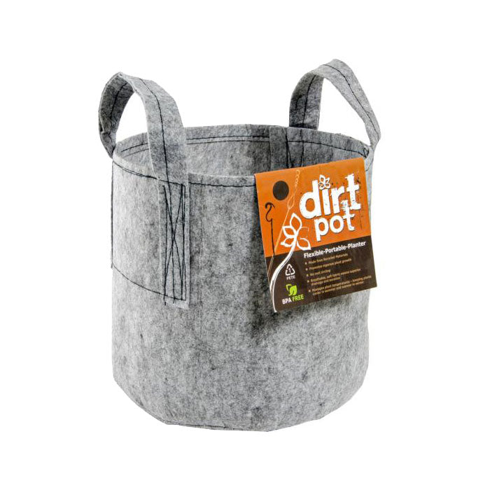 Dirt Pot Grey Round Fabric Pot with Handles, 5 Gallon