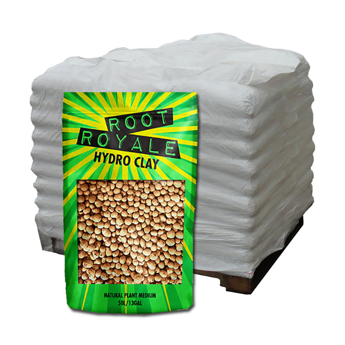 Root Royale Hydro Clay Pebbles, 50 Liters/13 Gallons - Pallet of 24 Bags
