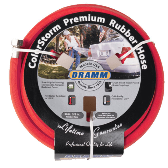 Dramm ColorStorm Premium Red Rubber Hose, 5/8 in x 50 ft