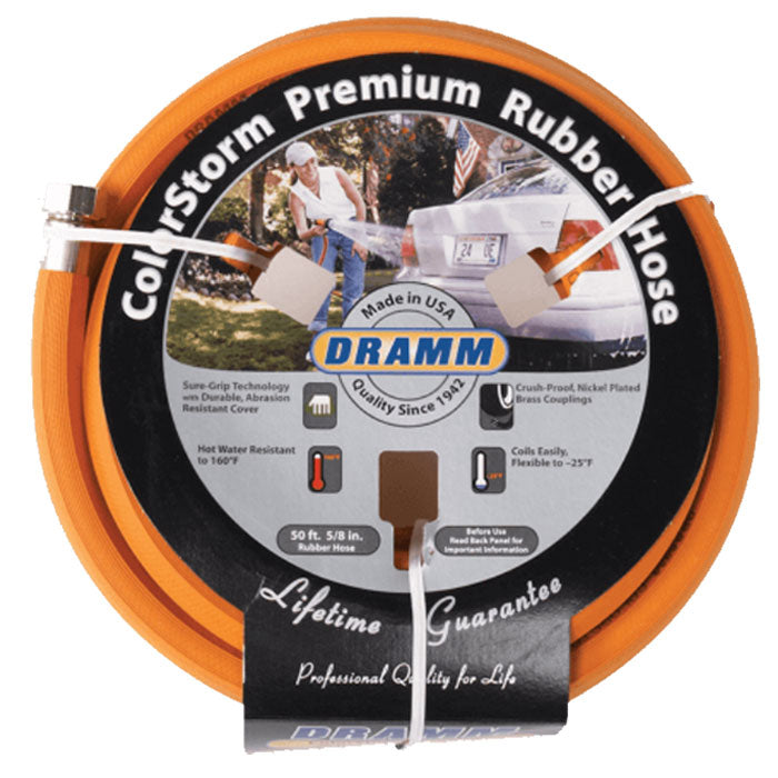 Dramm ColorStorm Premium Orange Rubber Hose, 5/8 in x 50 ft