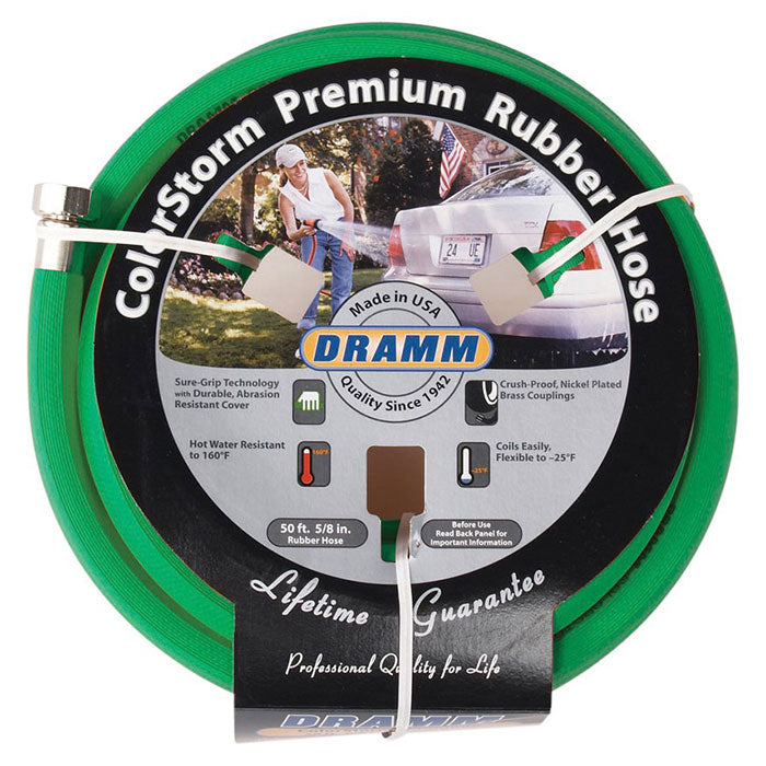 Dramm ColorStorm Premium Green Rubber Hose, 5/8 in x 50 ft