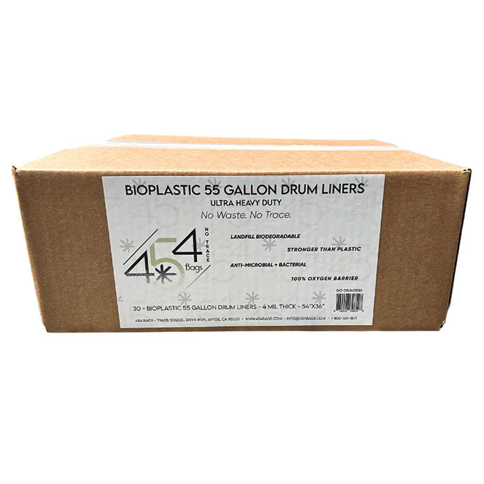 454 Bags BioPlastic Drum Liner, 55 Gallon 36 Inch x 54 Inch, Clear - Pack of 30