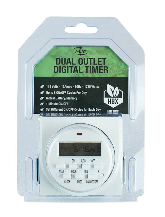 Covert 7-Day Grounded Dual Outlet Digital Timer, 120V