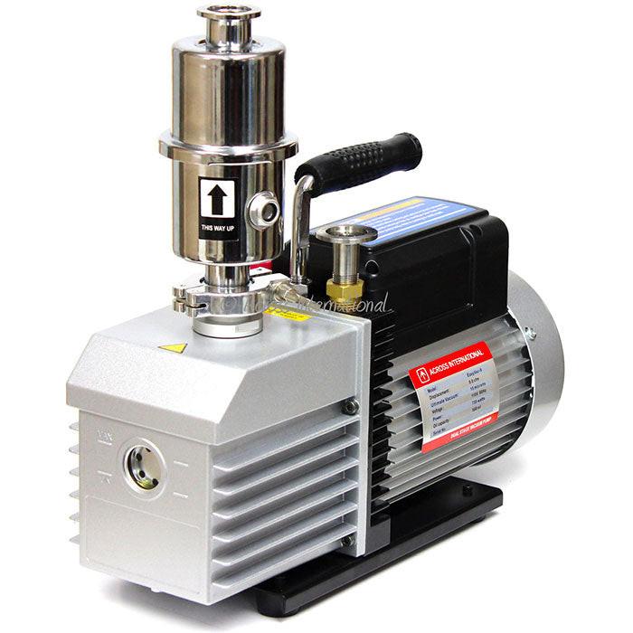Across International EasyVac 9 CFM Dual-Stage Vacuum Pump with Oil Mist Filter, 220 Volt