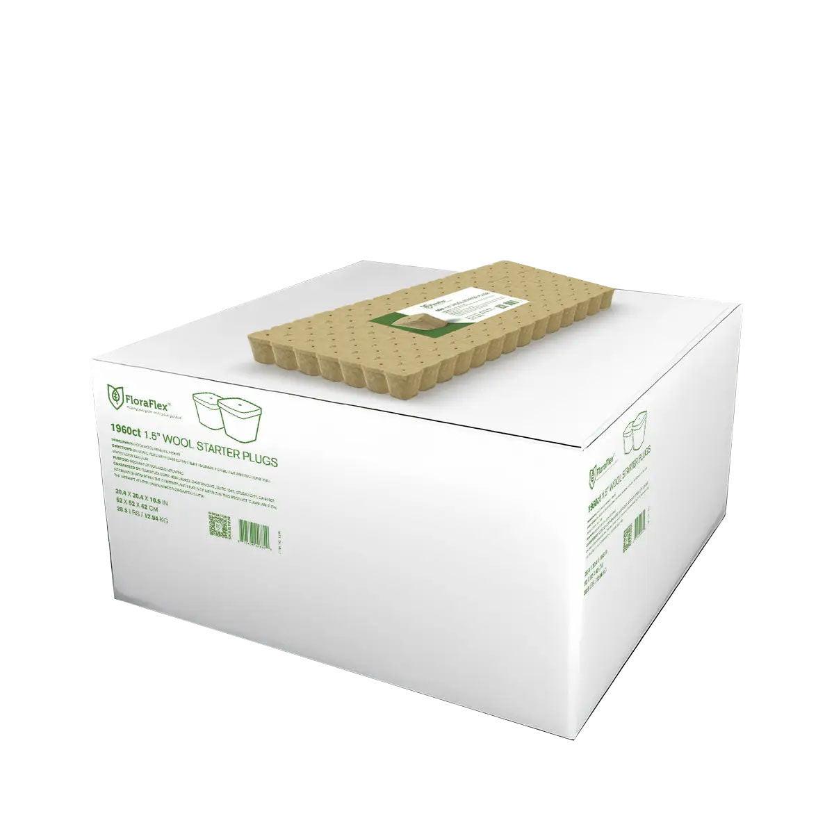 FloraFlex Wool 1.5" Propagation Plugs, 98 Per Slab, Case of 20 Slabs