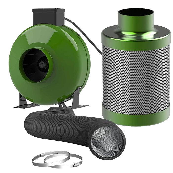 FloraFlex Ventilation and Odor Control Kit  with Inline Fan, Carbon Filter, and Ducting Combo, 4 Inch