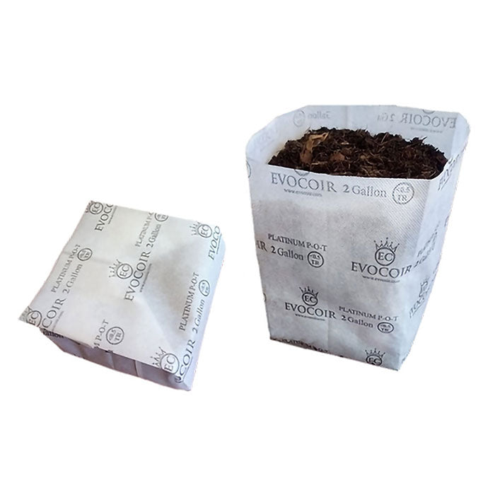 Evocoir Platinum 70/30 Treated Coco Blend Open Top Biodegradable Grow Bag, 2 Gallon