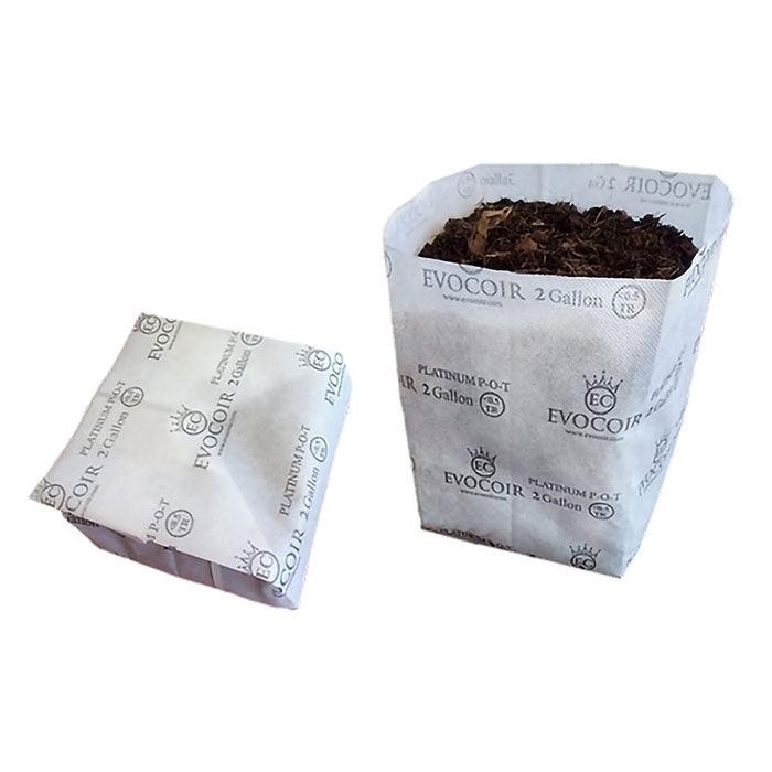 Evocoir Platinum 70/30 Treated Coco Blend Open Top Biodegradable Grow Bag, 2 Gallon