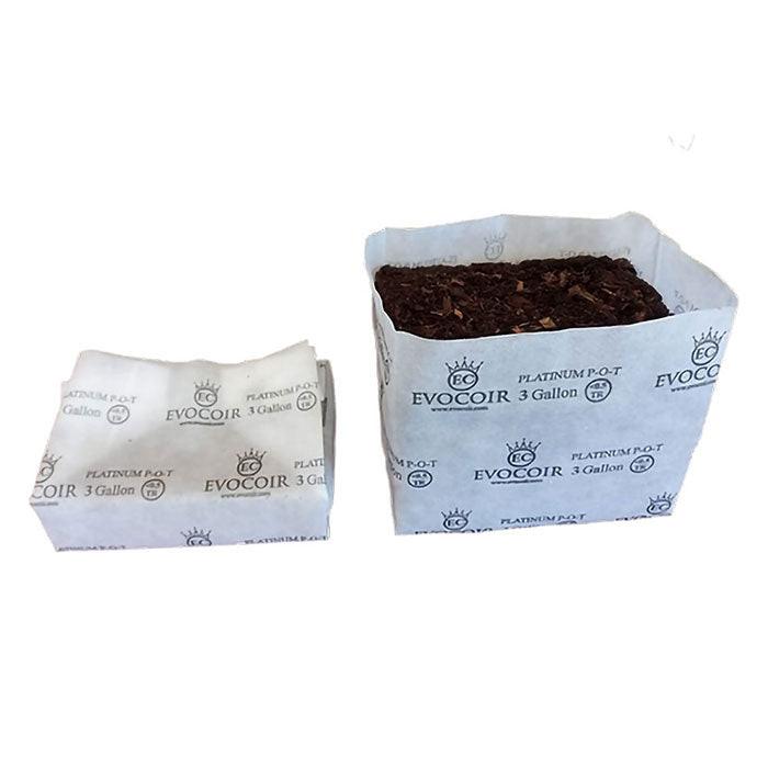 Evocoir Platinum 70/30 Treated Coco Blend Open Top Biodegradable Grow Bag, 3 Gallon