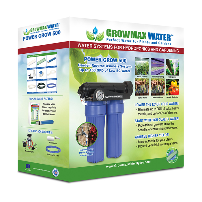 GrowMax Water Power Grow 500 Reverse Osmosis Water Filtration System, 150 GPD