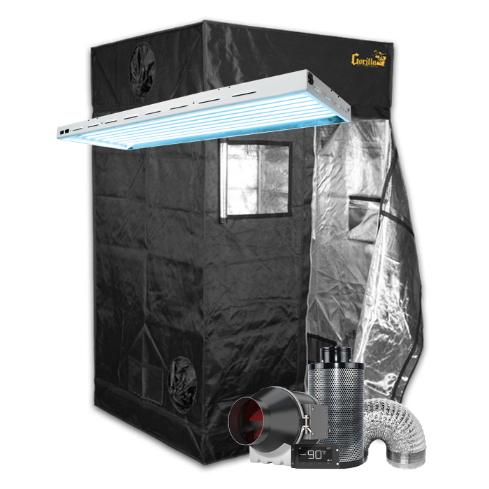 Gorilla Grow Tent 4' x 4' Fluorescent T5 Grow Tent Kit With Automated Ventilation Package