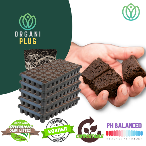 OrganiPlug Seed & Cutting Plugs - Pre-Filled Tray w/ 50 Tall Plugs - Single, Case, and Pallet.