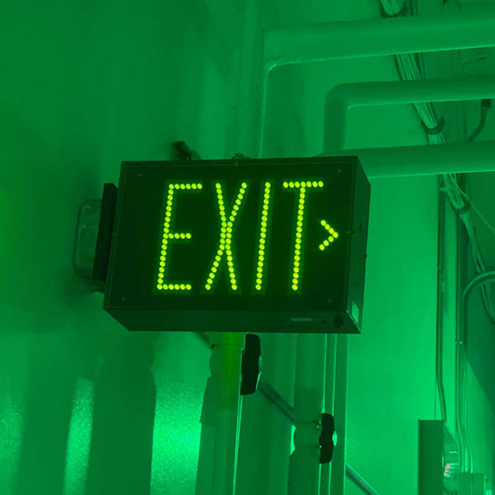 Growlite Exit Sign, Single Face, 2 Soft Green LED Lamps, NiHM Battery and Self Diagnostics