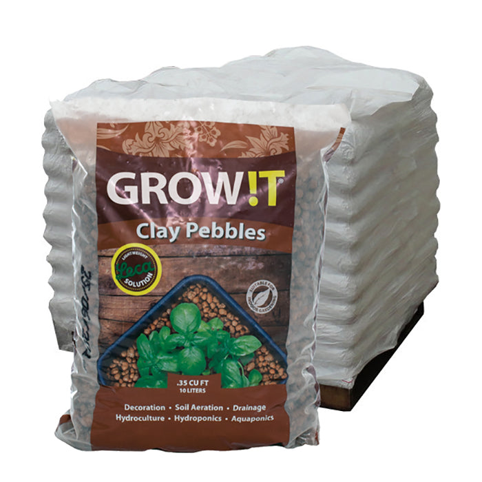 GROW!T Clay Pebbles 4mm-16mm, 10 Liters - Pallet of 91 Bags