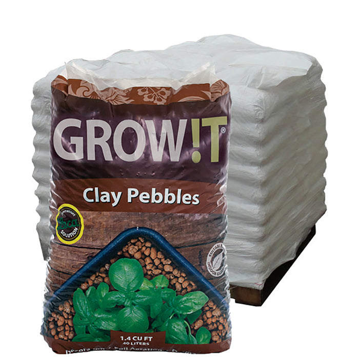 GROW!T Clay Pebbles 4mm-16mm, 40 Liters - Pallet of 65 Bags