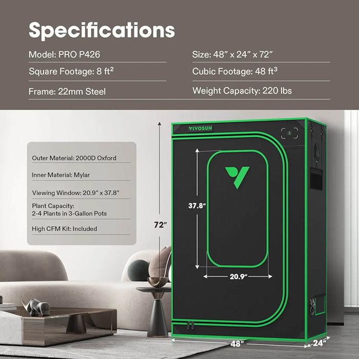 Vivosun P426 2' x 4' Grow Tent Pro
