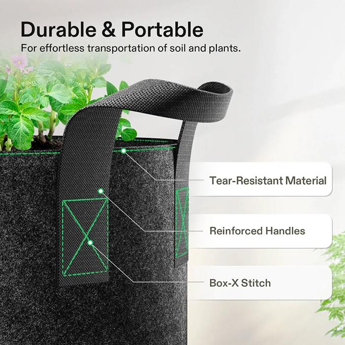 Vivosun Thick Nonwoven Fabric Pot with Handles, Pack of 5
