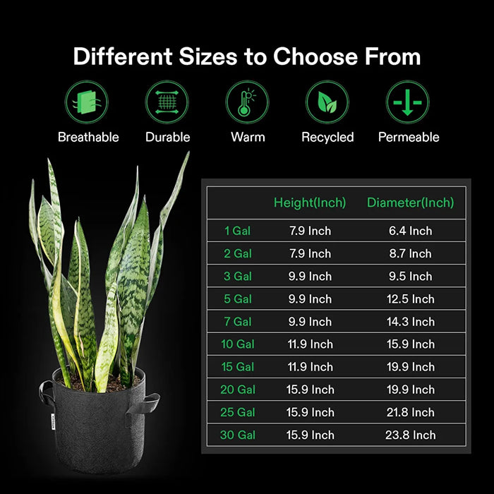 Vivosun Thick Nonwoven Fabric Pot with Handles, 25 Gallon, Pack of 5