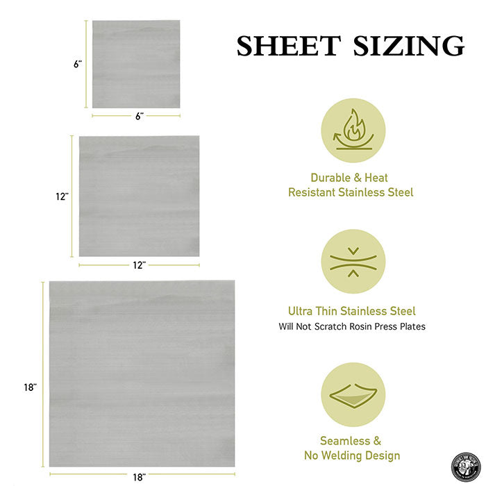 Gutenbergs Dank Pressing Co. 18" x 18" Stainless Steel Rosin Filter Sheets, 25 Micron - Pack of 5