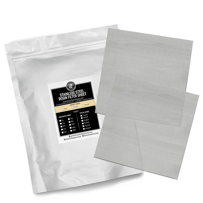 Gutenbergs Dank Pressing Co. 18" x 18" Stainless Steel Rosin Filter Sheets, 25 Micron - Pack of 5