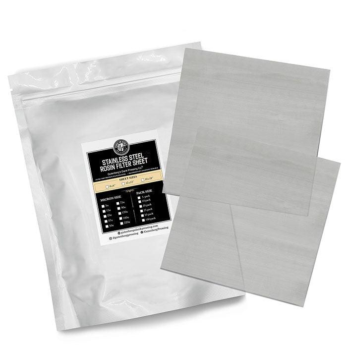 Gutenbergs Dank Pressing Co. 6" x 6" Stainless Steel Rosin Filter Sheets, 25 Micron - Pack of 5
