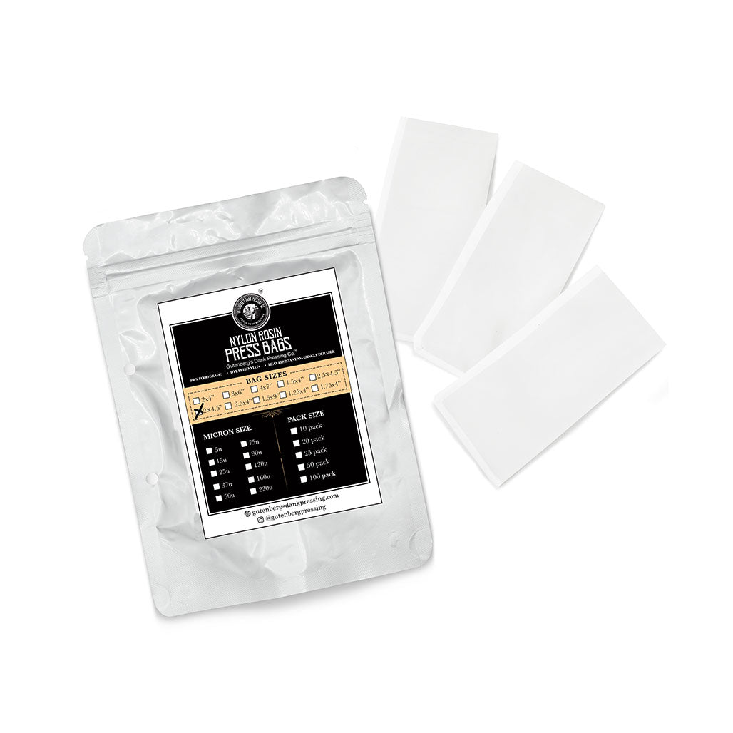 Gutenbergs Dank Pressing Co. 2 Inch x 4.5 Inch Rosin Bags, 160 Micron - Pack of 25