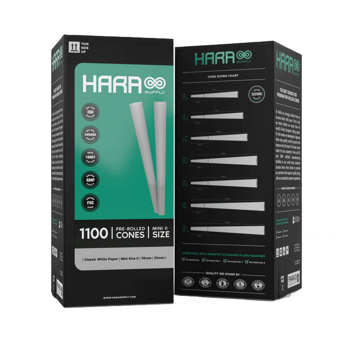 Hara Supply Mini Size 78mm/20mm Classic White Pre-Rolled Cones, Case of 6 Towers, 6600 Cones