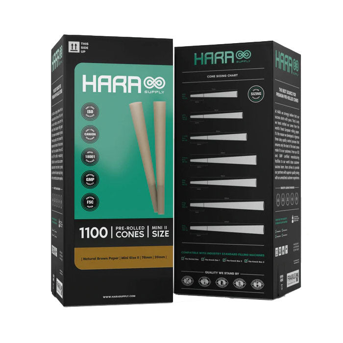 Hara Supply Mini Size 78mm/20mm Natural Brown Pre-Rolled Cones, Case of 6 Towers, 6600 Cones