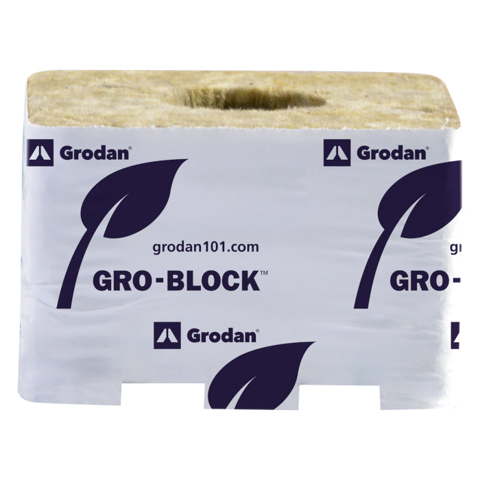 Grodan Gro-Block Improved GR6.5 Small with Hole, 4" x 4" x 2.5" - Case of 216